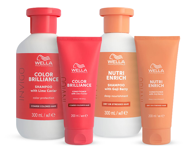 Quatre produits capillaires Wella Invigo (Color Brilliance et Nutri-Enrich) avec reflets à Valence dans le Tarn-et-Garonne 82